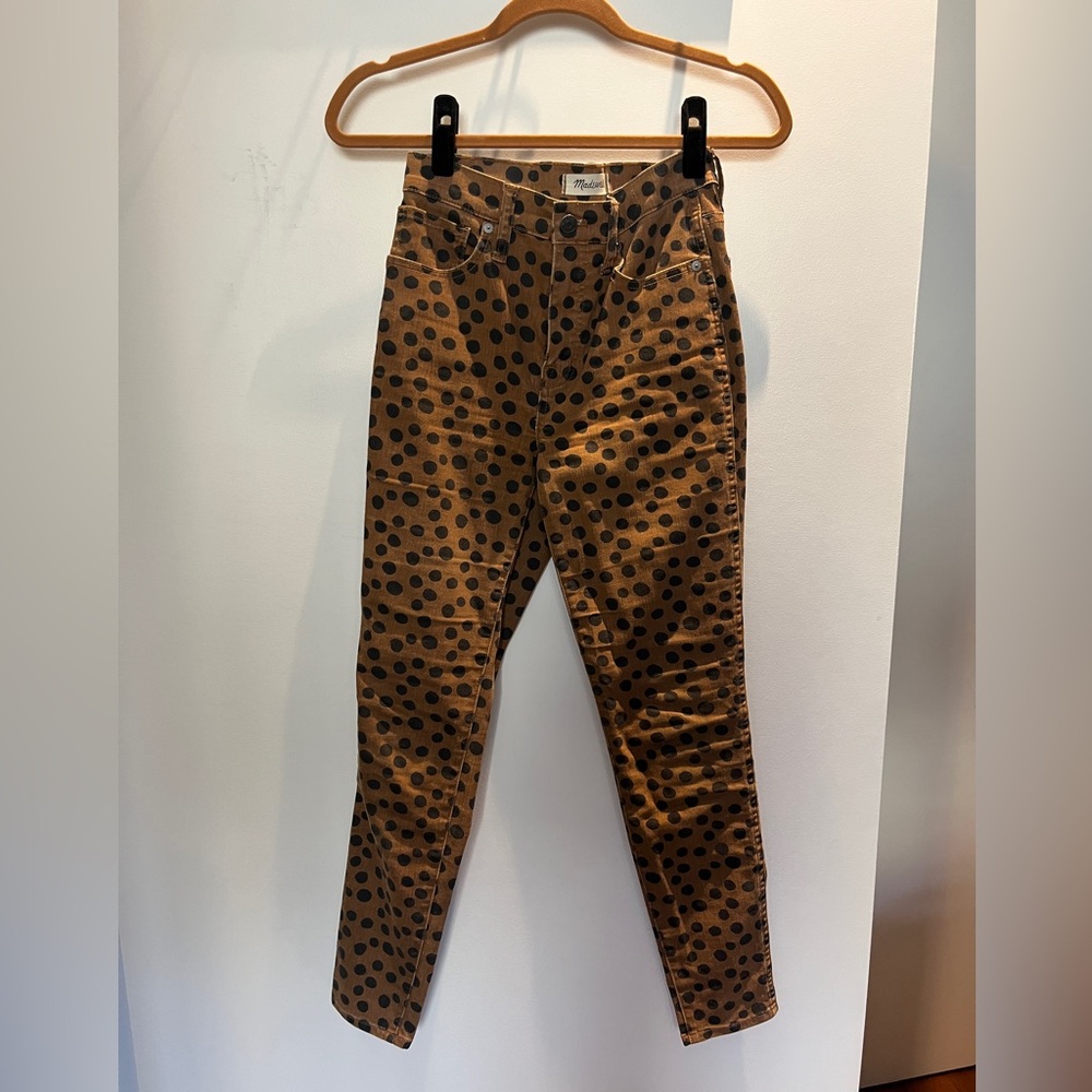 Madewell Skinny Brown Polka Dot Pants size 26